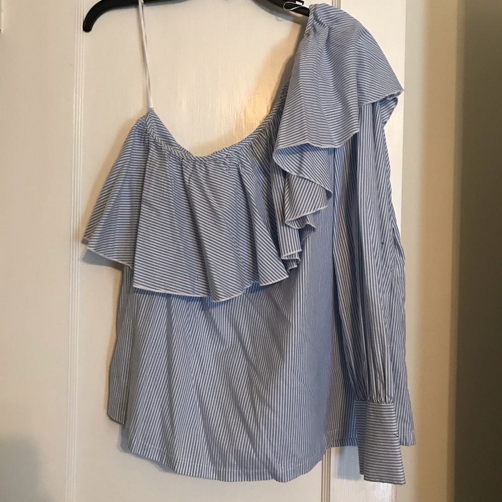 LOFT One shoulder Stripe Top Size L